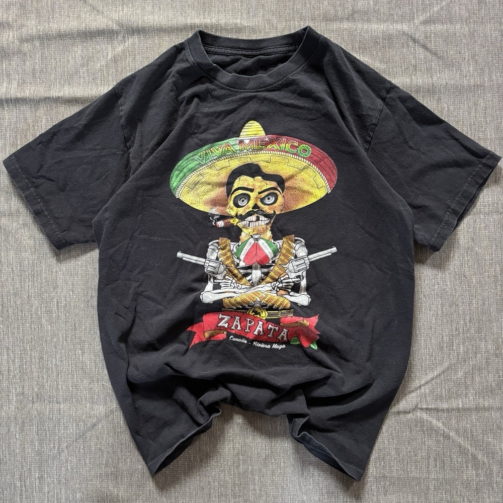 Black Viva Mexico Zapata graphic tee